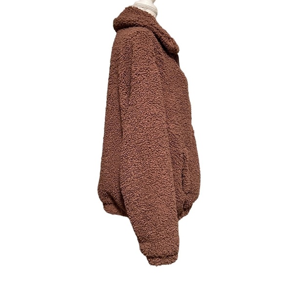 EASEL WOMENS OVERSIZED LIGHT MAUVE TEDDY ZIPPERED JACKET SIZE MEDIUM - Picture 6 of 11